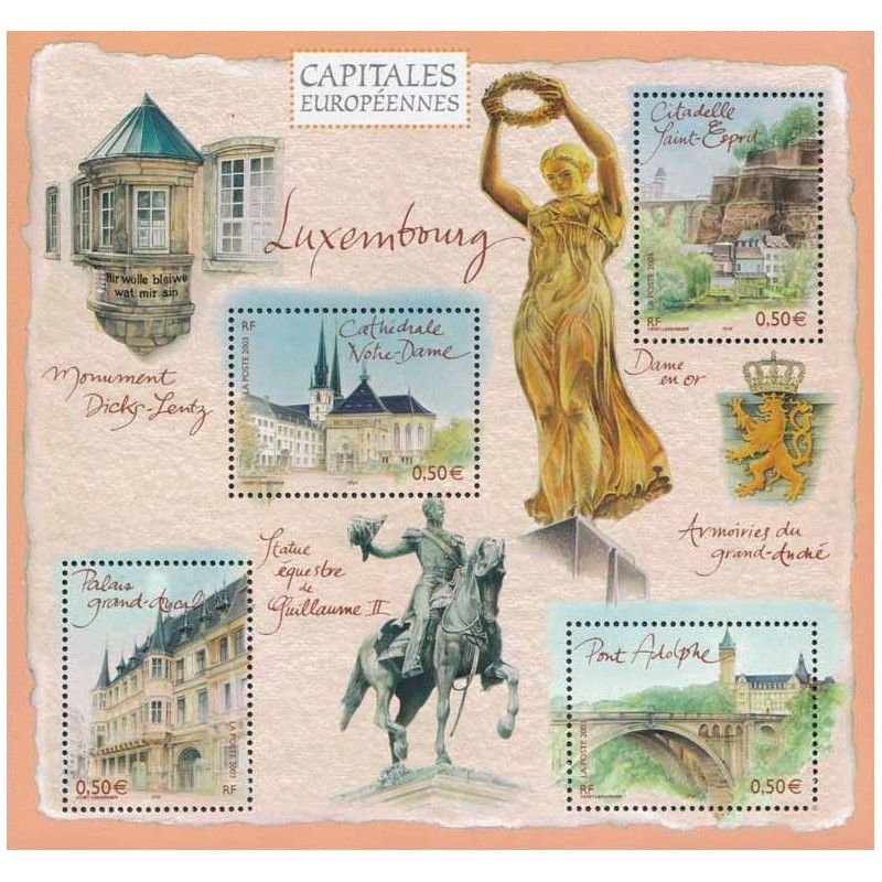 Bloc-feuillet de timbres N°64 Capitale européenne Luxembourg neuf**.
