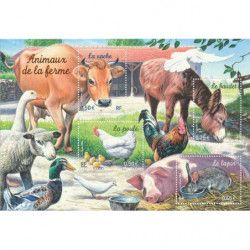 Bloc-feuillet de timbres N°69 Animaux de la ferme neuf**.