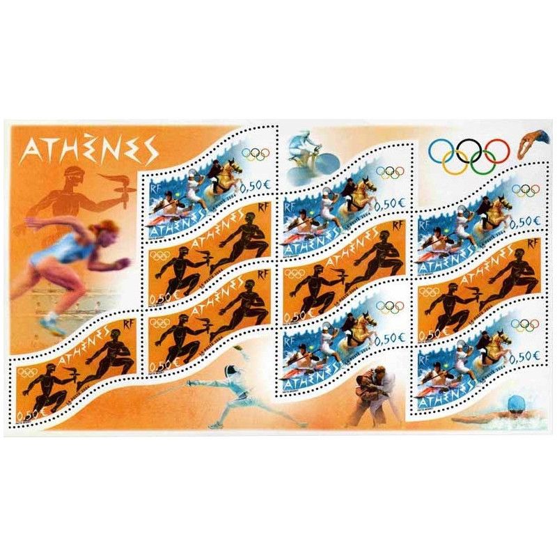 Bloc-feuillet de timbres N°73 Jeux olympiques d'Athènes neuf**.
