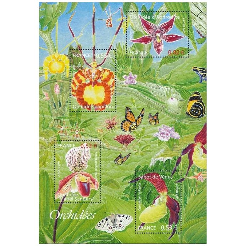 Bloc-feuillet de timbres N°81 Orchidées neuf**.