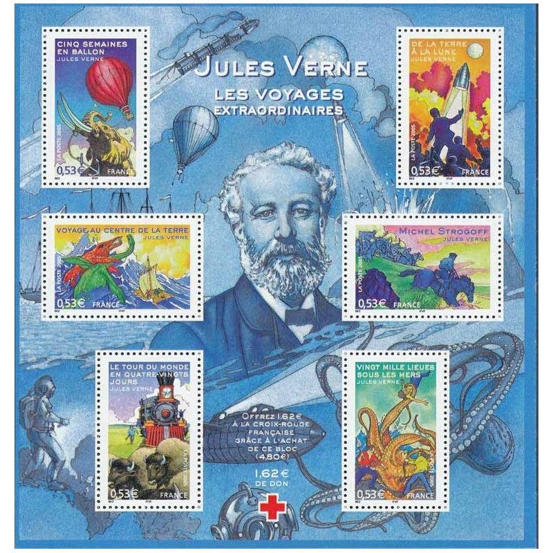 Bloc-feuillet de timbres N°85 Jules Verne neuf**.