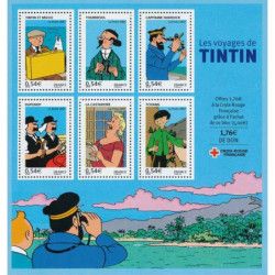 Bloc-feuillet de timbres N°109 Les voyages de Tintin neuf**.