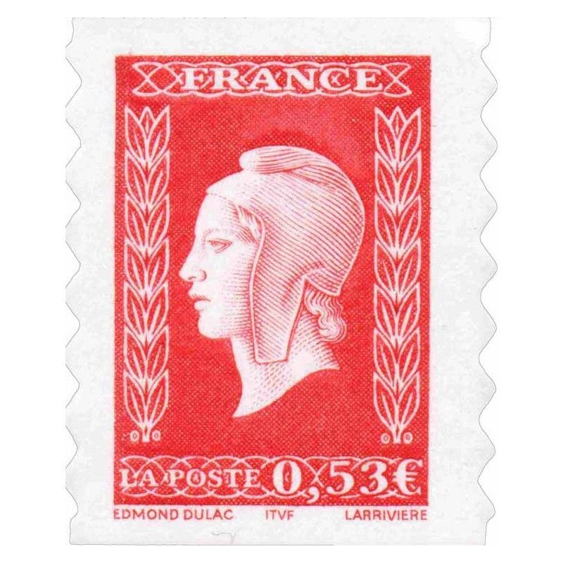 Timbre autoadhésif de France N°66 - Marianne de Dulac.