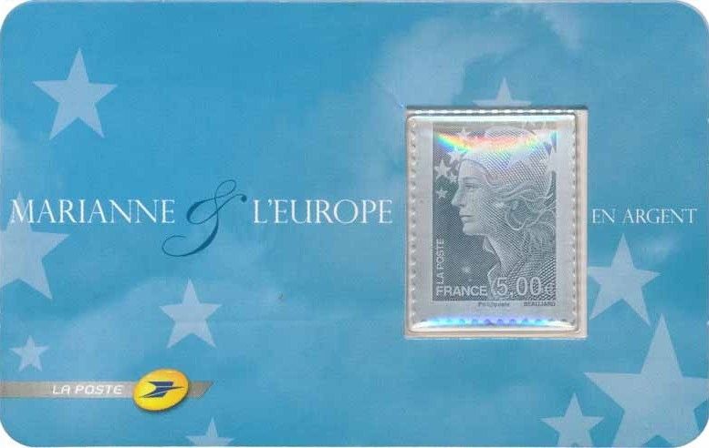timbre Marianne en argent 999 millièmes timbre Marianne en