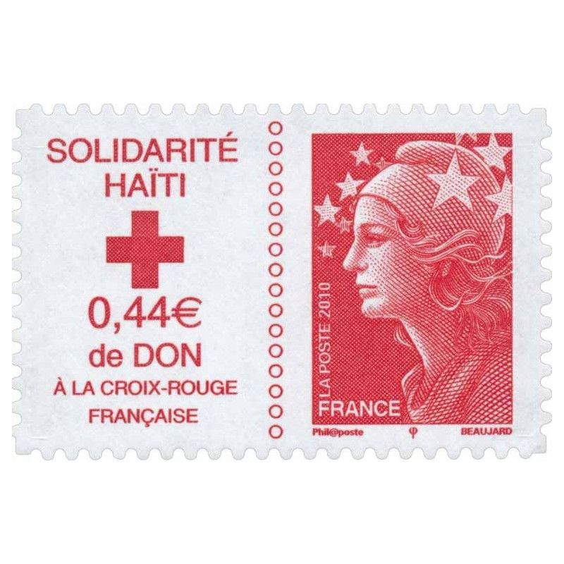 Timbre autoadhésif de France N°388 - Solidarité Haïti.