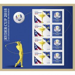Bloc-feuillet de timbres N°144 Ryder Cup bleu neuf**.