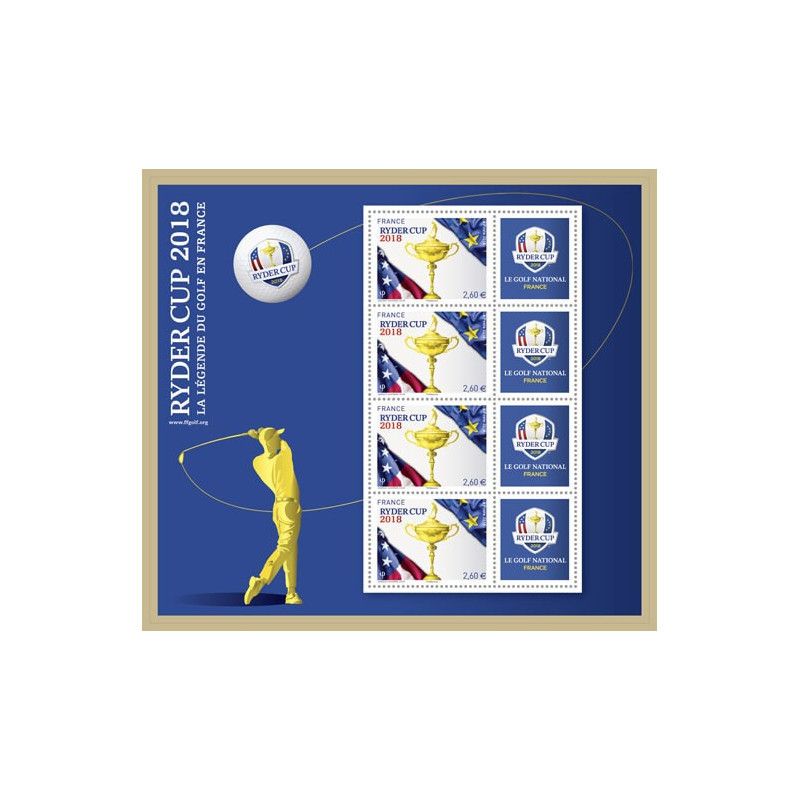 Bloc-feuillet de timbres N°144 Ryder Cup bleu neuf**.