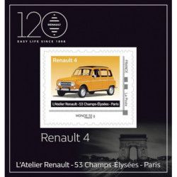 Mini collector Renault 4 en timbre-poste.
