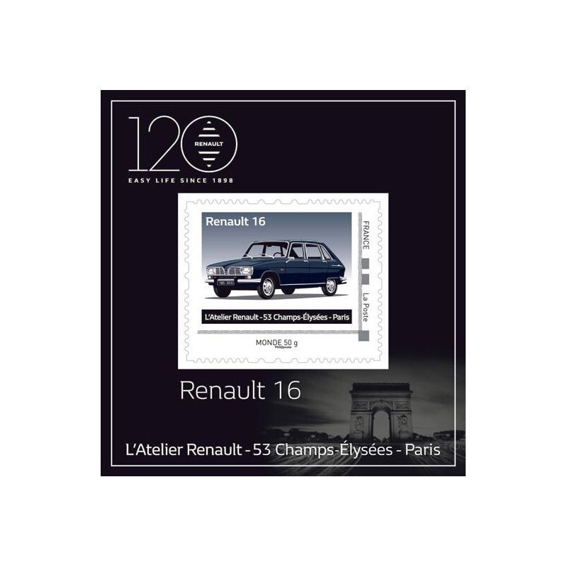 Mini collector Renault 16 en timbre-poste.