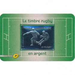 Timbre autoadhésif de France N°597 Rugby argent.