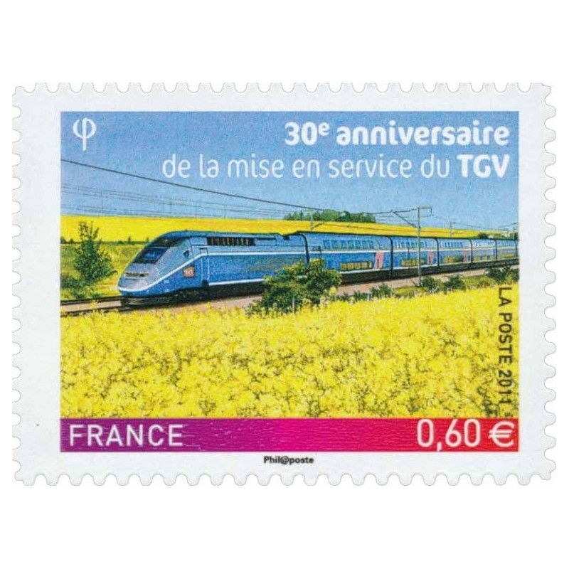 Timbre autoadhésif de France N°603 - TGV 30 ans.