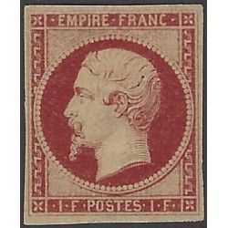 Empire non dentelé 1 franc carmin timbre de France N°18a neuf*. RR