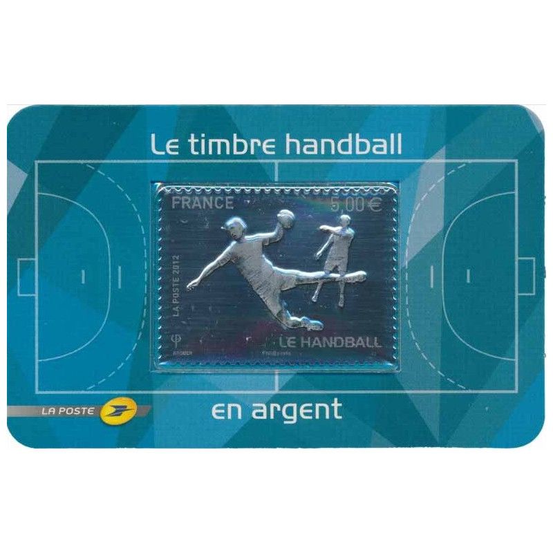 Timbre autoadhésif de France N°738 - Handball argent.