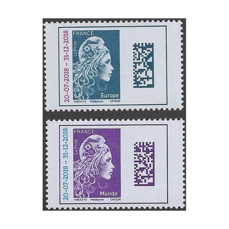 Marianne l'Engagée surchargé timbres de France N°5270-5271 série neuf**.