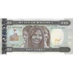 Érythrée 3 billets de banque neufs.
