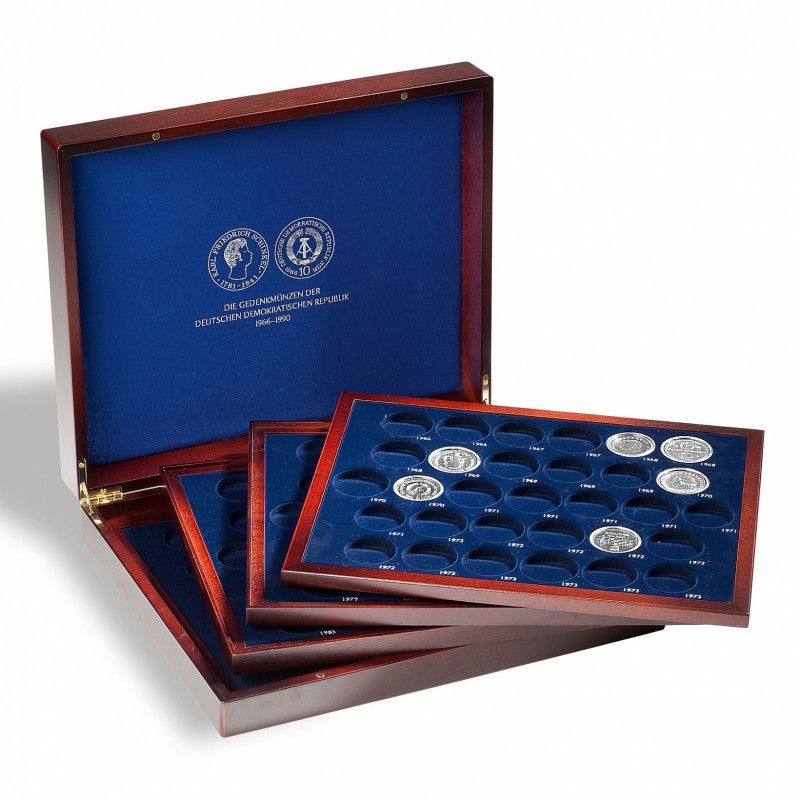 Coffret Volterra Quatro pour 123 pièces commémoratives de RDA.