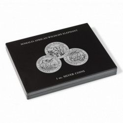 Coffret noir pour 20 pièces de 1 once argent Eléphant de Somalie.