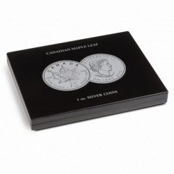 Coffret noir pour 20 pièces de 1 once argent Maple Leaf.