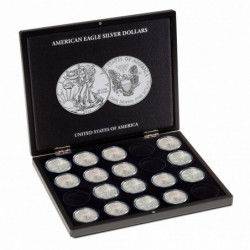 Coffret noir pour 20 pièces de 1 once argent "Américain Eagle".