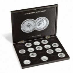 Coffret noir pour 20 pièces de 1 once argent Australian Kangaroo.