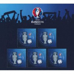 Feuillet de 5 timbres UEFA 2016 vernis 3D - F5050A neuf**.