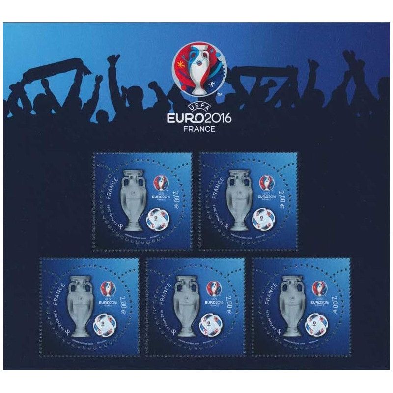 Feuillet de 5 timbres UEFA 2016 vernis 3D - F5050A neuf**.