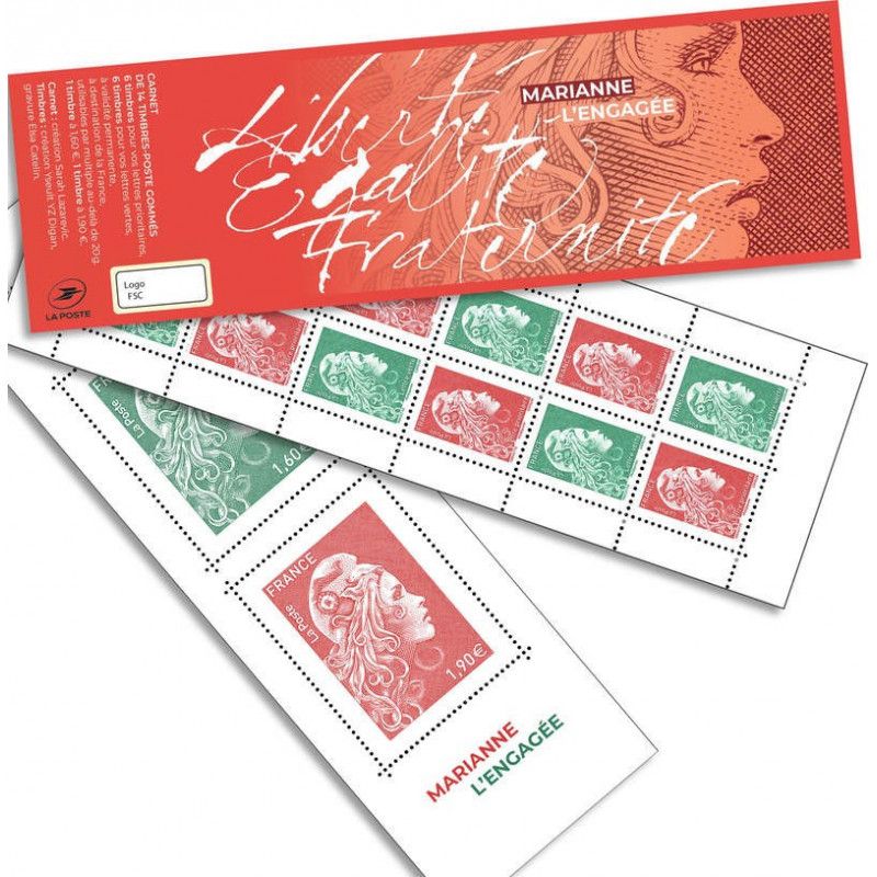 Carnet mixte de 14 timbres Marianne l'engagée N°1525A.