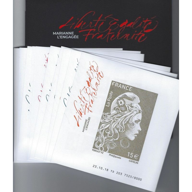 Coffret 10 feuillets de timbres Marianne l'engagée neuf** (2018).