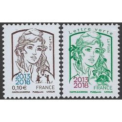 Marianne et la Jeunesse timbres surchargés N° 5234-35 neuf**.
