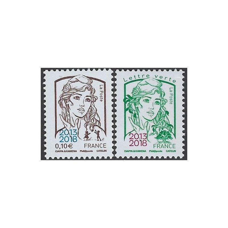 Marianne et la Jeunesse timbres surchargés N° 5234-35 neuf**.