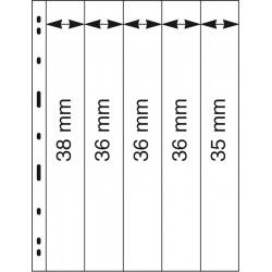 Feuilles Uniplate Lindner transparentes à 5 bandes pour roulettes de timbres-postes.