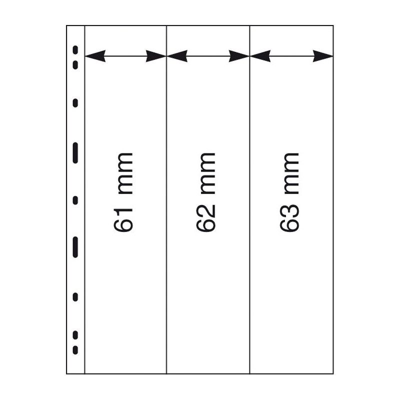 Feuilles Uniplate Lindner transparentes à 3 bandes pour carnets de timbres-postes.