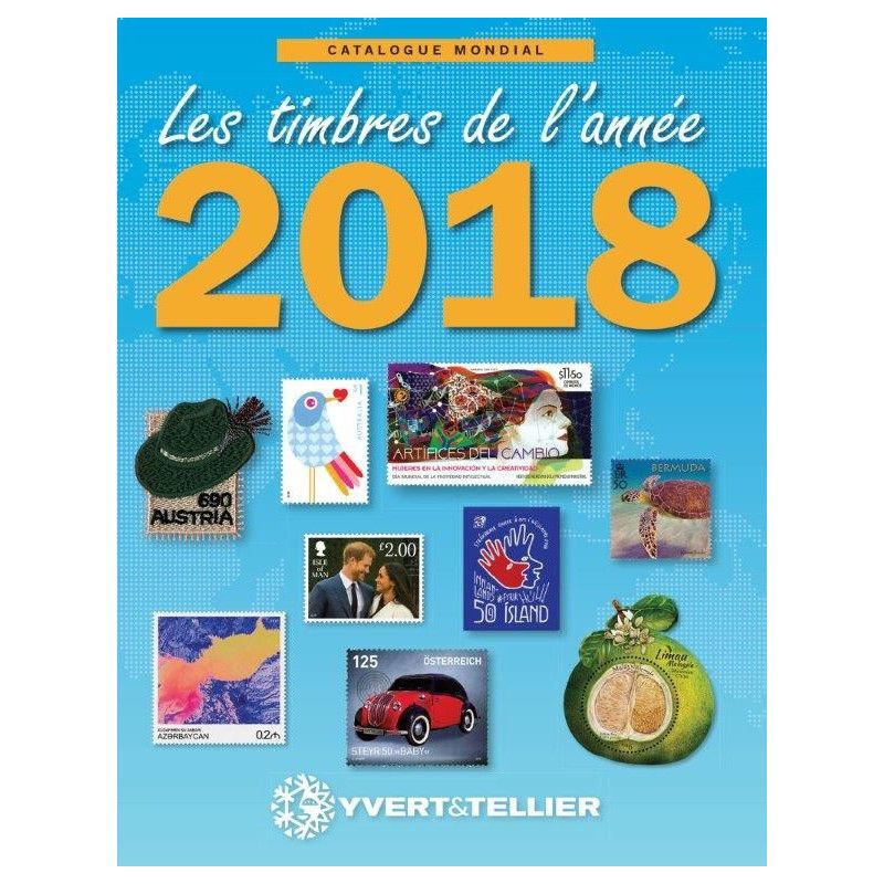 Catalogue Mondial des nouveautés de timbres 2018 en couleurs.