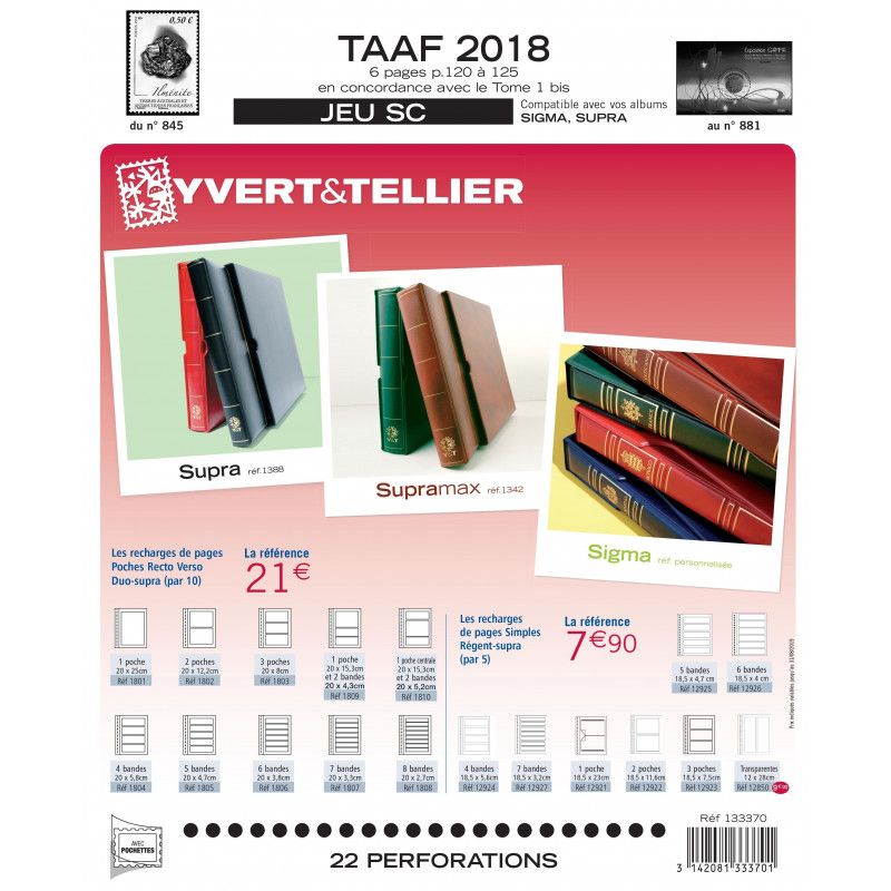Jeux SC Yvert timbres des T.A.A.F. 2018.