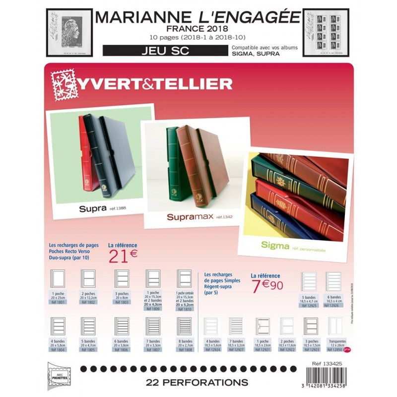 Jeux SC France blocs Marianne l'engagée 2018 avec pochettes.