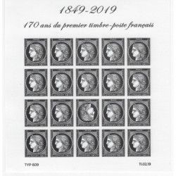 Feuillet non dentelé de 20 timbres Cérès noire F5305 neuf**.