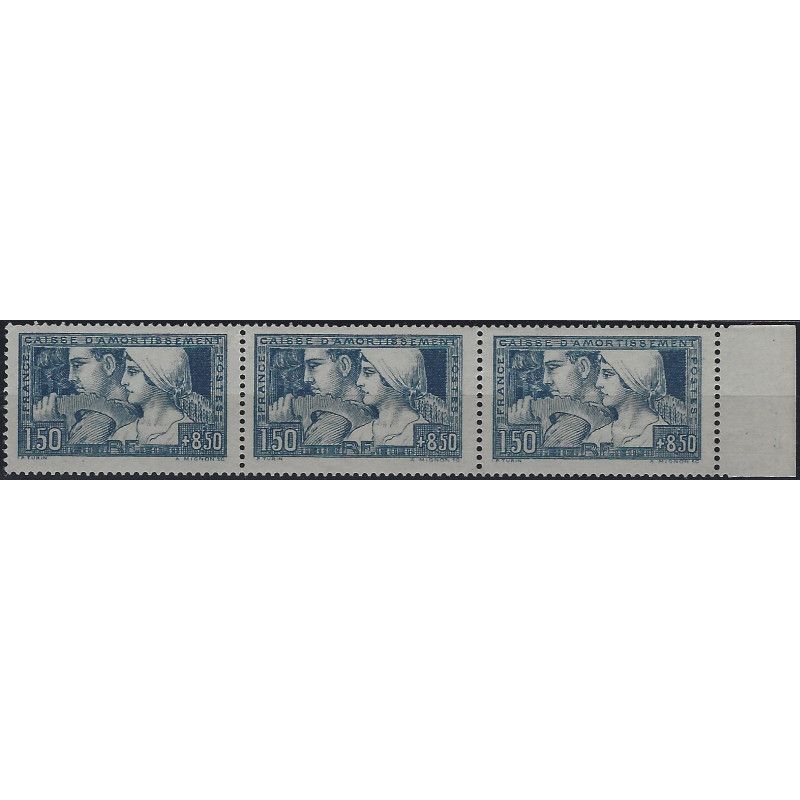 Le travail timbre de France N°252 c 3 types se tenant neuf** SUP.