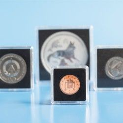 Capsules carrées Quadrum mini pour monnaies de 10 à 29 mm.