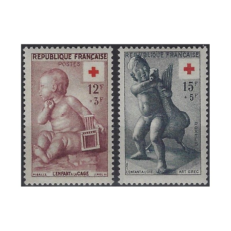 Croix-Rouge 1955 timbres de France N°1048-1049 série neuf**.
