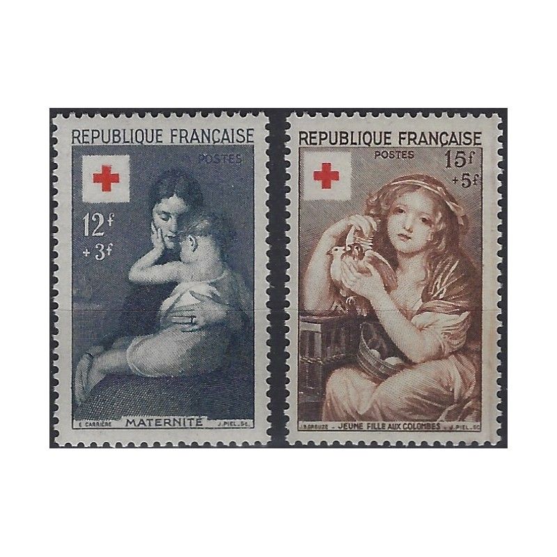 Croix-Rouge 1954 timbres de France N°1006-1007 série neuf**.
