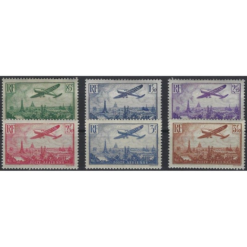 Timbres poste aérienne N°8-13 série Paris neuf**.