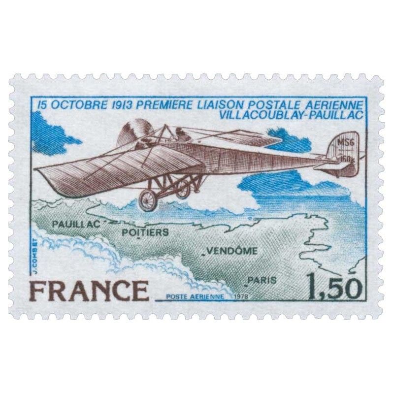 Timbre poste aérienne N°51 Monoplan Morane-Saulnier neuf**.