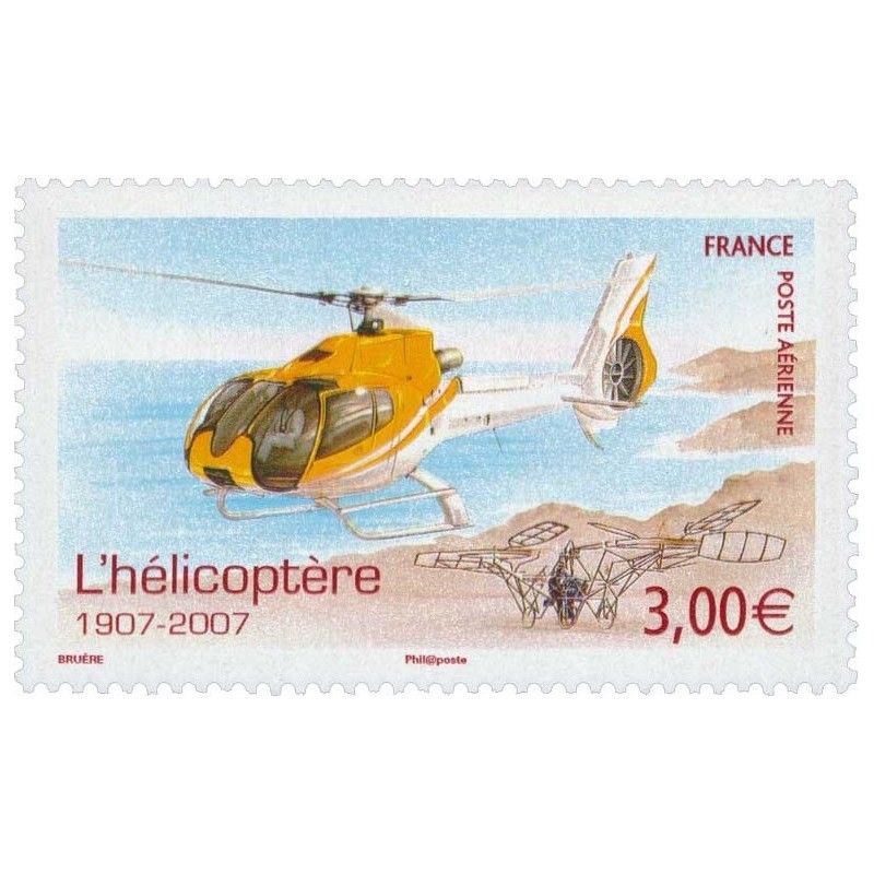 Timbre poste aérienne N°70 Hélicoptère EC 130 neuf**.