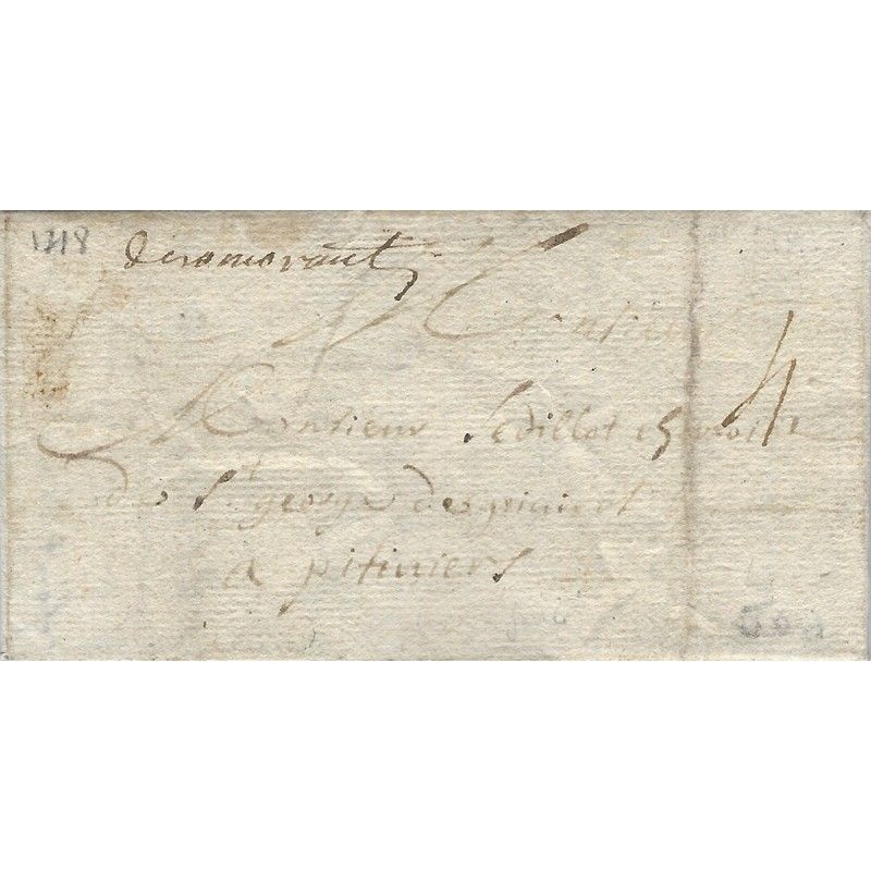 Marque postale manuscrite Romorantin sur lettre de 1718. RR