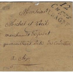Marque postale AUBAGNE sur lettre de 1828 pour Aix.