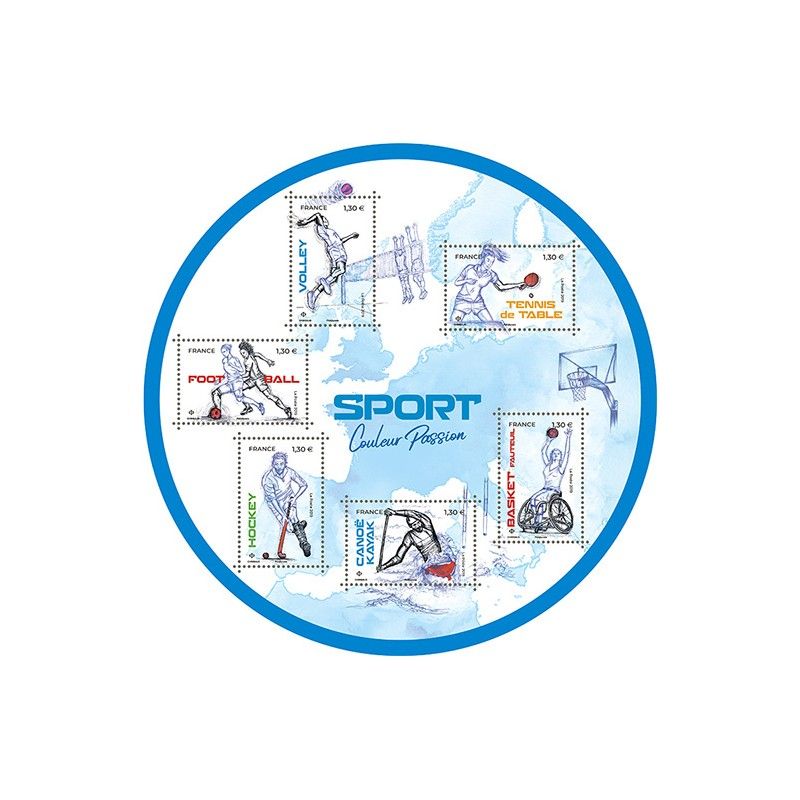 Feuillet de 6 timbres Sport couleur passion N°F5325 neuf**.
