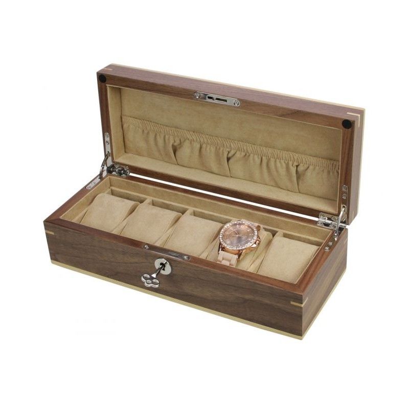 Coffret Copenhague en bois de noyer pour 5 montres.