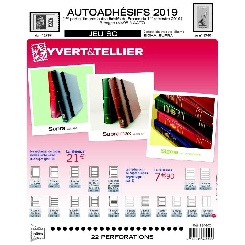 Jeux SC France timbres autoadhésifs 2019 premier semestre.