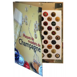 Présentoir illustré pour 100 plaques de muselets de champagne.