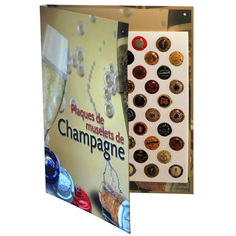 Présentoir illustré pour 100 plaques de muselets de champagne.